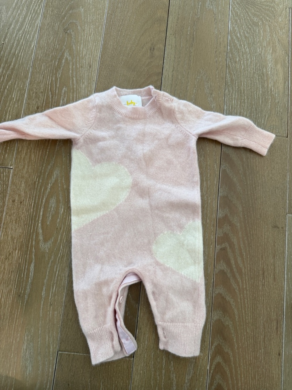 Baby Pink Heart Knit One-Piece Romper